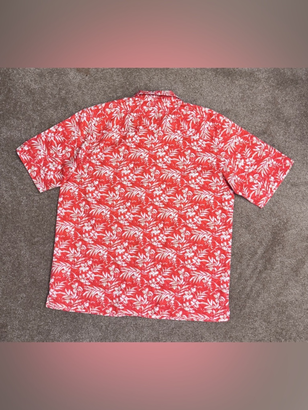 Eddie Bauer SS Men's Red-Orange Floral Hawaiian Button-Up Shirt 
Size L-Tall - Picture 3 of 5